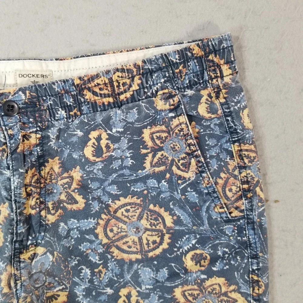 Dockers shorts men's large‎ blue floral outdoor beach Comfort waist